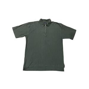 Vintage BRITCHES GREAT OUTDOORS L 1/4 Zip Green 100% Cotton Polo Zipper 90's Y2K